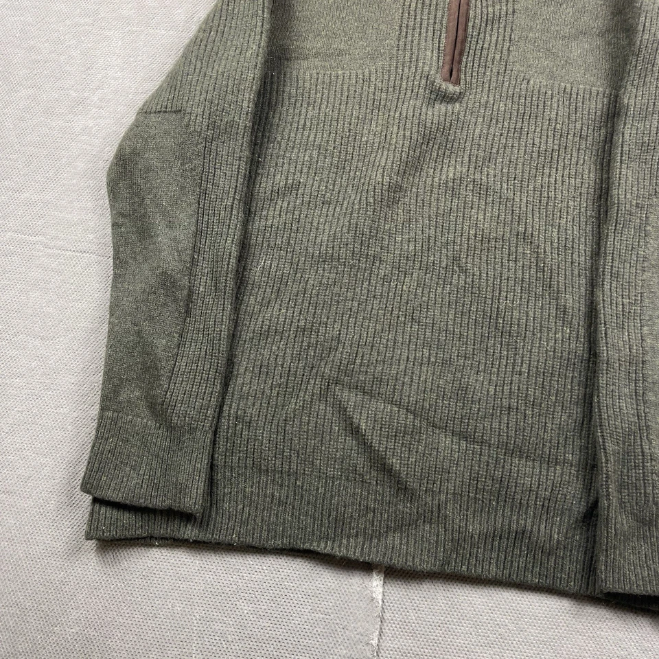LL Bean водоплавающих птиц 1/4 молнии свитер мужской XL зеленый мериносовой шерсти опрятный пуловер - Изображение 3 из 4