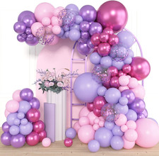 153Pcs Pink Purple Balloon Garland Arch Kit Different Sizes