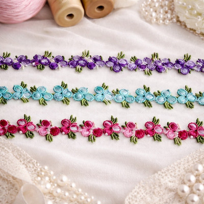 Floral Embroidered Trim 0.75'' Lace Ribbon Boho Sewing Craft Dress Decor by Yard