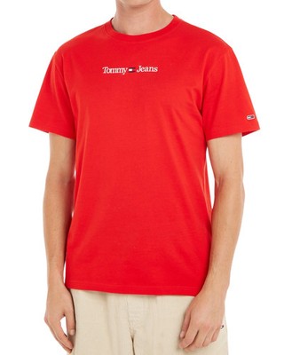 Tommy Jeans Freizeit T-Shirt Tjm Classic Linear Baumwolle Rot