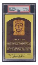 Carl Hubbell Signed 4x6 New York Giants Hall Of Fame Plaque Card PSA/DNA