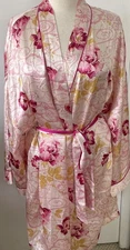 Julianna Rae Women’s 100% Silk Robe Belt Size L/XL Nwot Floral Kimono Msrp$328