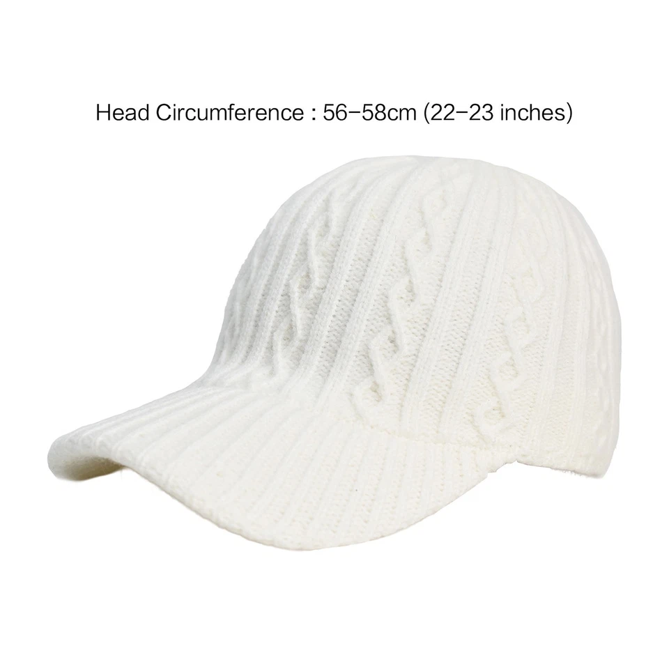 Mujeres Gorra de Béisbol Tejida Invierno Cálido Gorro Sombrero con Ala Exterior Ajustable Foto 2 de 4