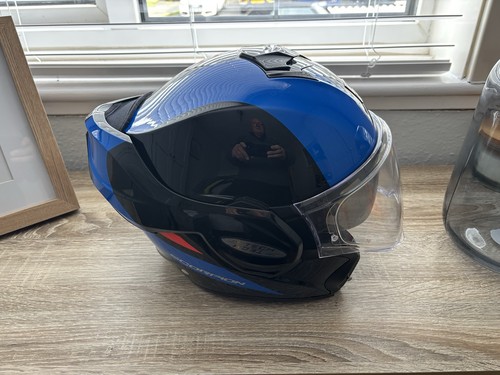 Motorcycle Helmet Scorpion Exo Tech FORZA Silver Red Blue Flip-Up Openable - Picture 4 of 15