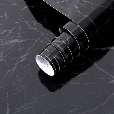 Black Marble Wallpaper,17X120'' Peel Stick Wallpaper, Marble Contact Paper