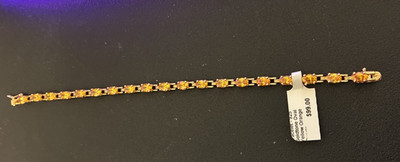Ross Simons Sterling 925 Gold Tone CZ Citrine Tennis Bracelet 7.5''