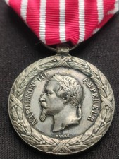 MÉDAILLE CAMPAGNE D'ITALIE 1859, NAPOLEON III SECOND EMPIRE SIGNÉE BARRE, SUP.  