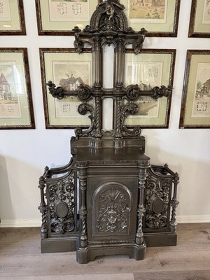 COALBROOKDALE VICTORIAN UMBRELLA POLISHED IRON HALL STAND C 1880