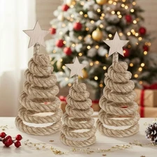 3 Pcs Christmas Tree Decor 3 Sizes 6/8/10 Inch Neutral Boho Artificial Christ...