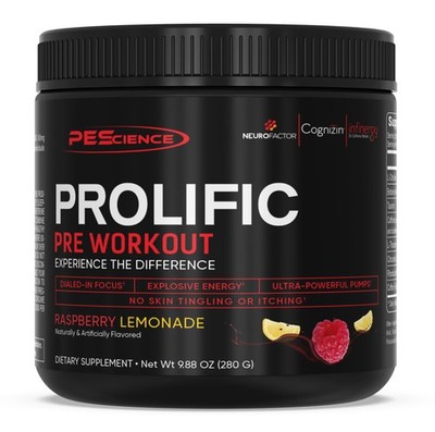 Prolific Pre Workout Powder Raspberry Lemonade All in One Energy Focus Pump
