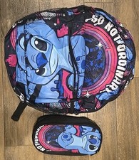 Disney Stitch Backpack 16" w/ Pencil Case School Set - Free Shipping
