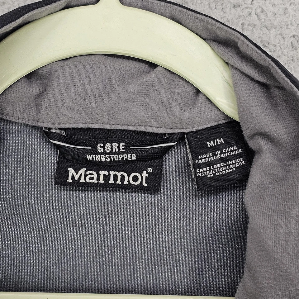 Chaleco Marmot Para Hombres Mediano Negro Gris Gore Windstopper Softshell Cremallera Completa Exterior Foto 3 de 4
