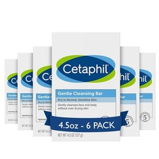 Cetaphil Gentle Cleansing Bar Soap, Sensitive Dry Skin, 4.5oz, 6ct Fragrance