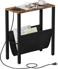 Narrow Side Table with Charging Station, Skinny Nightstand with USB Ports  Outl
