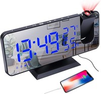 Projektionswecker LED Mit SpiegelfläChe Dual-Alarm Fm-Radio Usb-Ladeanschluss