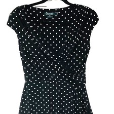 Lauren Ralph Lauren Womens Black Polka Dot Dress Fit & Flare Lined Minimalist 6