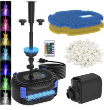 AquaMiracle 550GPH Koi Pond Filter UV Fountain Pump LED Lights 200-500 Gal
