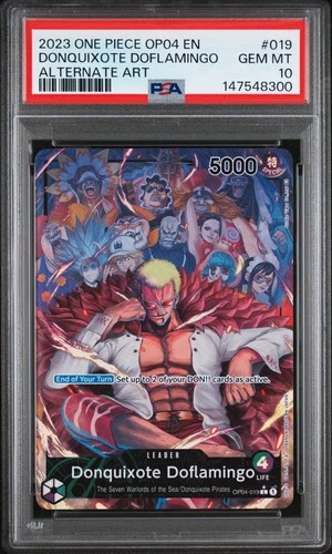 2023 ONE PIECE OP04-KINGDOMS OF INTRIGUE #019 DONQUIXOTE DOFLAMINGO PSA 10
