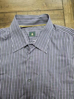 Robert Talbott Men's Casual Button Up Shirt Size XL Purple/Gray Stripe