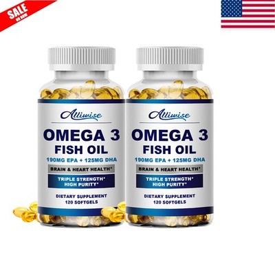 Omega 3 Fish Oil 240 Capsules 3x Strength EPA & DHA, Highest Potency NEW