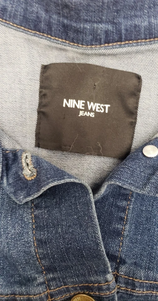 NINE WEST женщин синий кнопка вверх джинсовой ткани Jean куртка SZ 3 x - Изображение 3 из 4