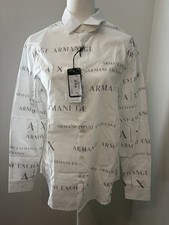 Armani Exchange Men s Regular Fit Cotton Poplin Printed Long Sleeve Shirt