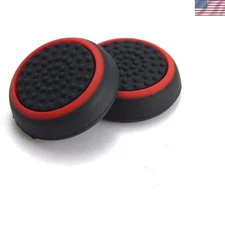 Silicone Thumbstick Caps for Switch NS Controller - Black-Red Grip Enhancers