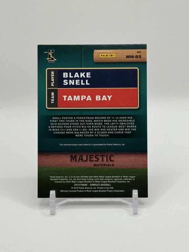 2019 Panini Donruss - Majestic Materials Blake Snell #MM-BS (MEM) Player Worn - Image 2 of 2