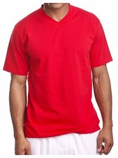 Men T-Shirt MAX HEAVY WEIGHT V-Neck Short Sleeve Big Comfy Plain Tee S- 5XL
