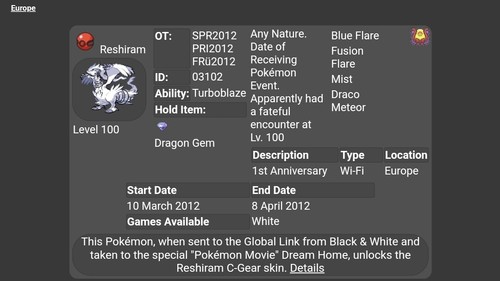 2012 Reshiram Event Untouched | Pokemon Sword & Shield - Picture 2 of 6