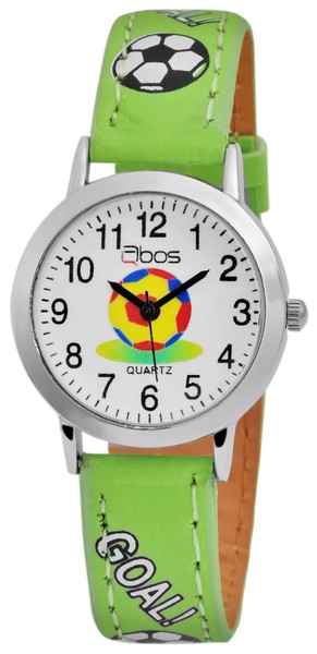 Kinder Armbanduhr MäDchen Jungen Uhr Analog Quarz Kunstleder GrüN Fussball Qbos-image