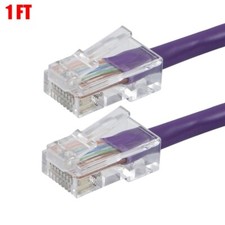1FT Cat6 Ethernet Network Patch Cable UTP RJ45 COPPER 24AWG Gold Plated Purple