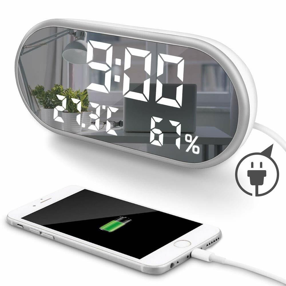 Moonorn Led Digital Alarm Clock 6 5 Large Mirror Bedroom Nightstand With Usb For Sale Online Ebay