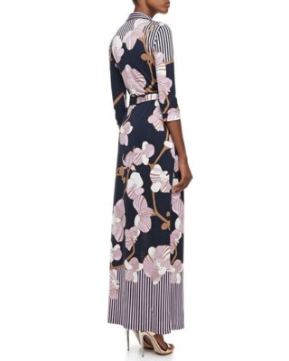 Diane Von Furstenberg DVF Abigail Orchid Print Silk Wrap Maxi Dress Size 6 | eBay Diane Von Furstenberg DVF Abigail Orchid Print Silk Wrap Maxi Dress Size 6 | eBay