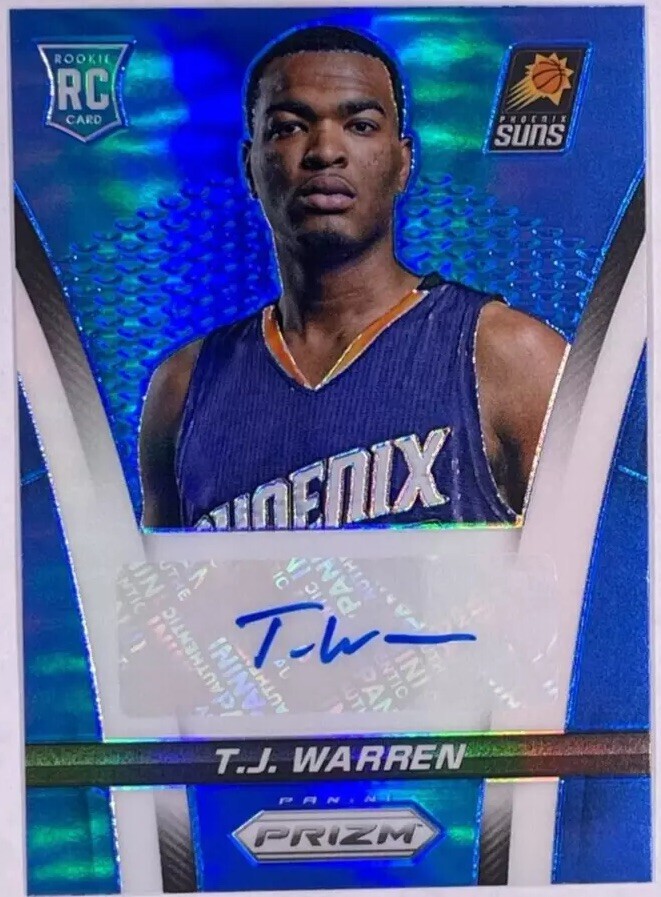 T.J. Warren #12 Basketball Cards 2014 Panini Prizm Rookie Autographs Blue trading card — raw and PSA graded price guide