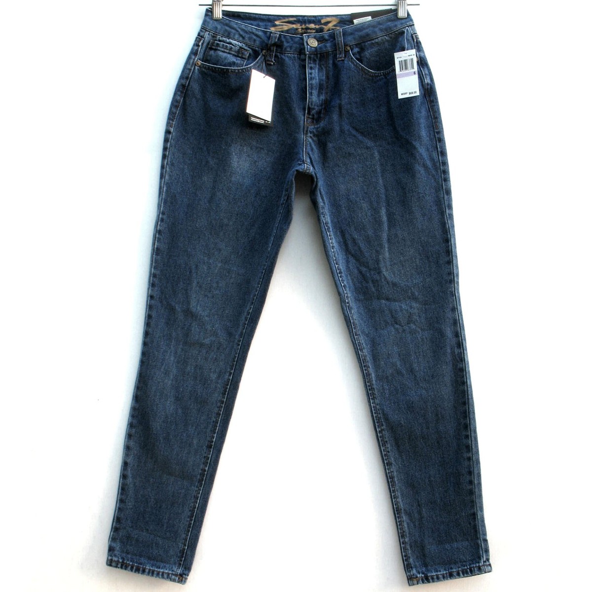 Snママ NEW Seven7 Vintage Mom 28 x 30 High Rise Tapered Skinny Dark Wash
