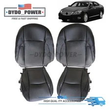 Driver & Passenger Perforated Leather Seat Cover Black for 2007-12 LEXUS ES350