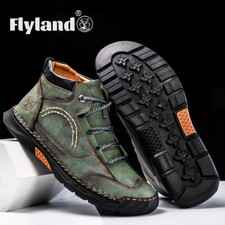 FLYLAND Original Classical Men Vintage Chukka Leather Ankle Boots Handmade Shoes