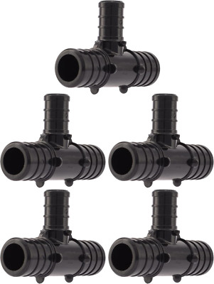 3/4 X 3/4 X 1/2 Inch Poly Crimp Reducing Tee, Pack of 5, PEX Pipe, PE-RT, UP412A