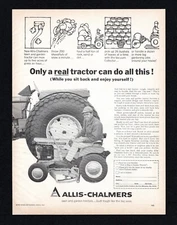 1967 Allis Chalmers Lawn Garden Tractor Mowing Throw Snow Vacuum Leaves Print Ad