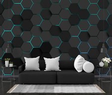 Light Hexagon Gaming Decor Wallpaper Mural Removeable Washable Peel & Stick