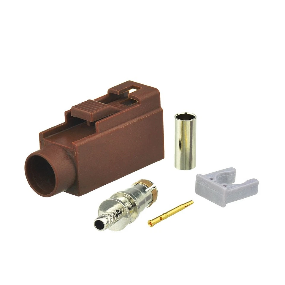 100 ,Car TV Fakra F Female 8011 Brown Crimp Solder Connector for RG316 RG174 TV2 - Image 3 of 4