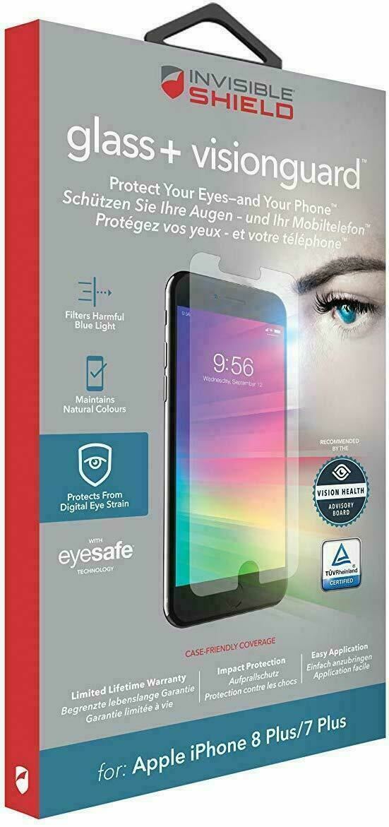 Zagg InvisibleShield Glass+ Visionguard Screen Protector for iPhone  8Plus/7Plus