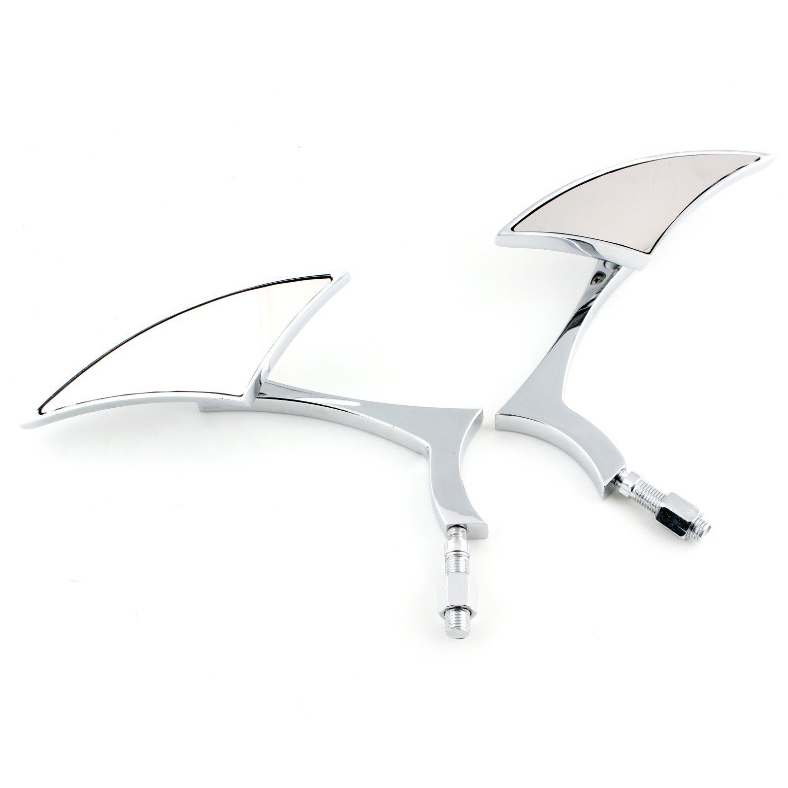 2x Chrome Motorcycle Blade Steady Mirrors For Harley Davidson Road