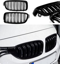 FOR BMW F30 F31 3 SERIES 2011-19 KIDNEY TWIN GRILLS GRILLE GLOSS BLACK DUAL LINE