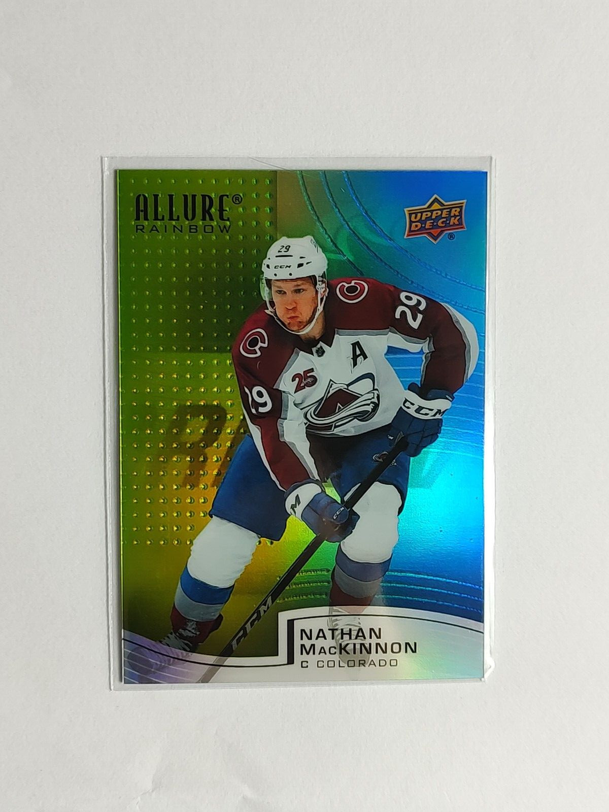 Nathan MacKinnon 2021-22 UD Allure  Green/Blue Rainbow  #/299 #R-92