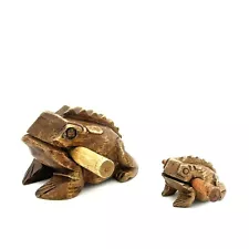 Mom And Baby Wood Frog Guiro Rasp Percussion Musical Instruments 4.5 And 2.5 In