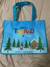 2024 NYC Hasbro Amazon TOYLAND Christmas Blue Holiday Medium Reusable Tote Bag