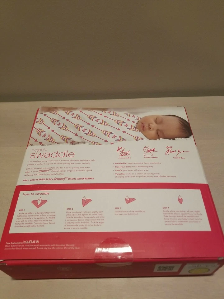 Aden+Anais Swaddle Blanket Lot of 3 (Product) Red NWT Organic Special Ed. - Image 2 of 4
