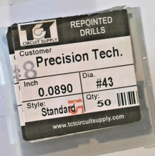 TCT REPOINTED DRILLS SLOT 43 0.0890" DIA 0.343" FLUTE LOT OF 50